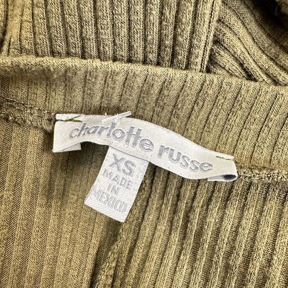 EUC Charlotte Ruase Women’s Olive Green V-Neck Ribbed Bodycon Midi Dress Size XS - Picture 3 of 5